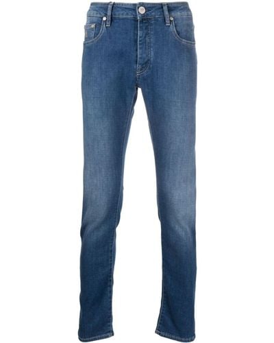 Moorer Jeans Met Toelopende Pijpen - Blauw