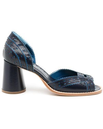 Sarah Chofakian Secret Garden Peep-toe Pumps - Blue