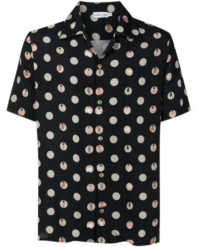 Amir Slama Polka Dot Cotton Shirt - Black