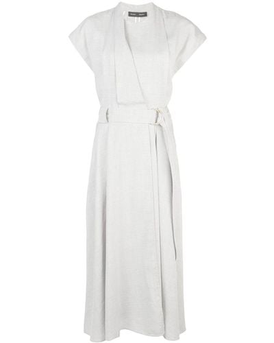 Proenza Schouler Grey Lightweight Suiting Wrap Dress - White