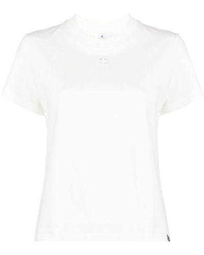 Courreges T-shirt en coton à logo brodé - Blanc