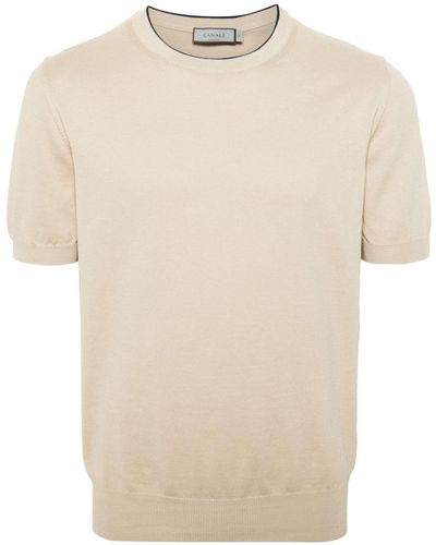 Canali Edges Katoenen T-shirt - Naturel