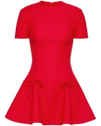 Valentino Garavani Mini-robe En Crêpe De Laine Et De Soie Mélangées À Nœuds - Rouge