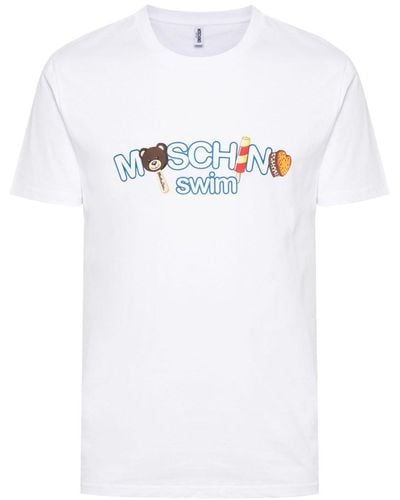 Moschino Cotton T-Shirt With Logo And Teddy Bear Print - White