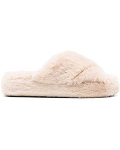 Bimba Y Lola Fleece-texture Flat Slides - Pink