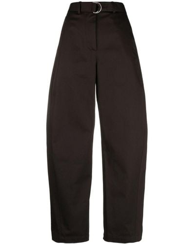 MSGM High-waist Wide-leg Twill Trousers - Black