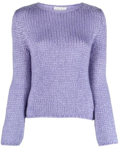 Forte Forte Round-neck Silk Blend Sweater - Purple