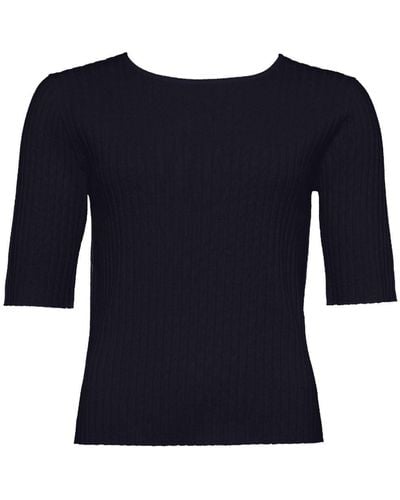 Eres Intime Ribbed-knit Top - Blue