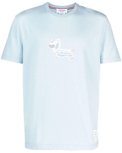 Thom Browne T-shirt con applicazione - Blu