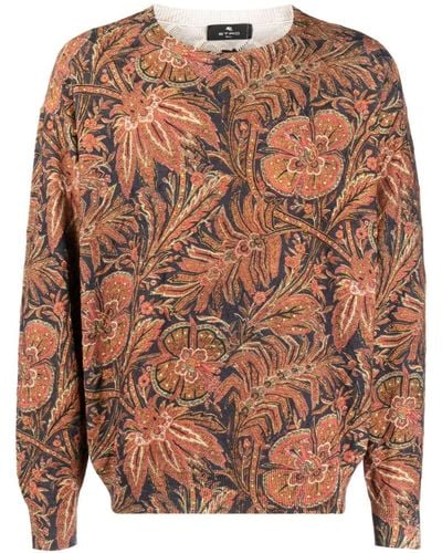 Etro Sweatshirt mit botanischem Print - Braun