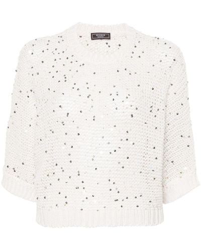 Peserico Sequin-embellished Open-knit Jumper - White