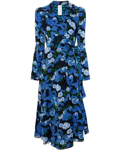 Diane von Furstenberg Phoenix Reversible Wrap Dress - Blue