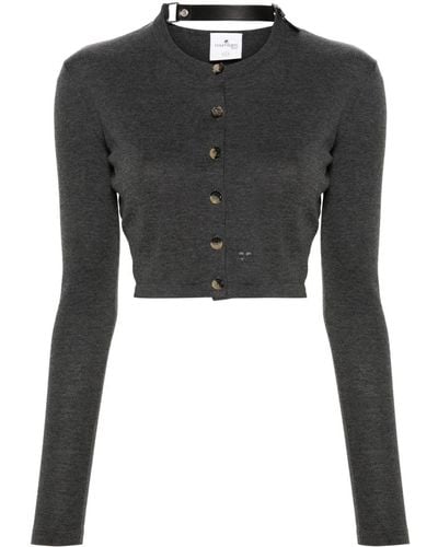 Courreges Cropped Fine-knit Cardigan - Black