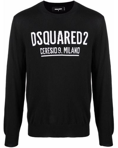 DSquared² Jersey de punto de intarsia con logo - Negro