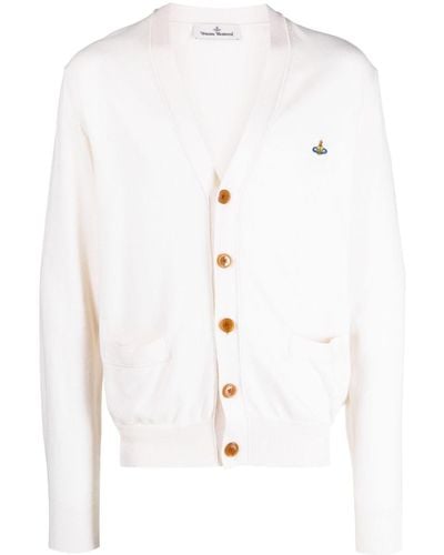 Vivienne Westwood Orb-embroidered Cotton-cashmere Cardigan - White