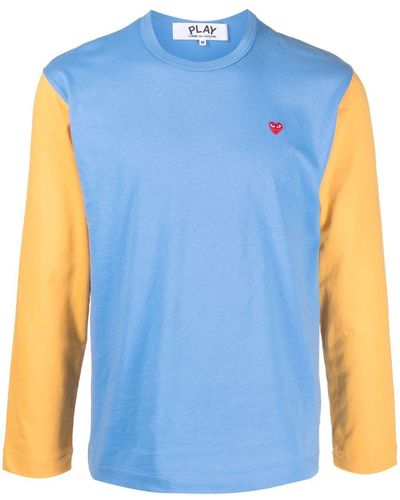 COMME DES GARÇONS PLAY T-Shirt in Colour-Block-Optik - Blau