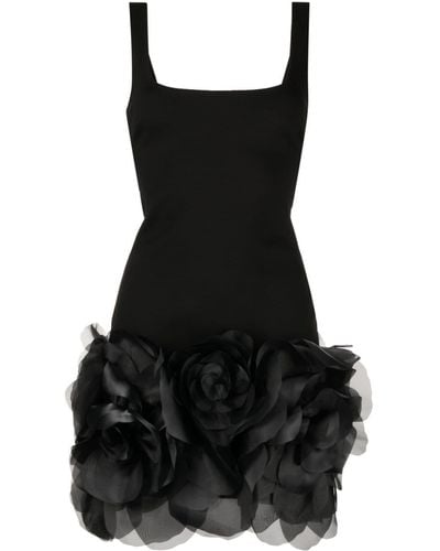 Cynthia Rowley Flower-appliqué Sleeveless Dress - Black