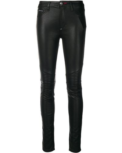 Philipp Plein Faux Leather Skinny Pants - Black