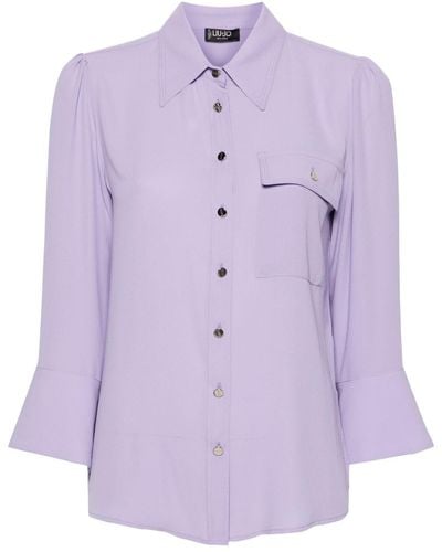 Liu Jo Pointed-collar Semi-sheer Shirt - Purple