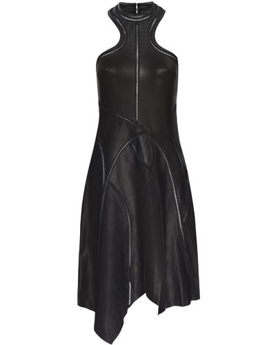 RTA Asymmetrical Leather Dress - Black