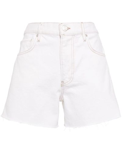 FRAME Frayed-edge Denim Mini Shorts - ホワイト