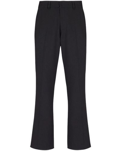 Balmain Crepe-Textured Flared Cropped Trousers - Blue