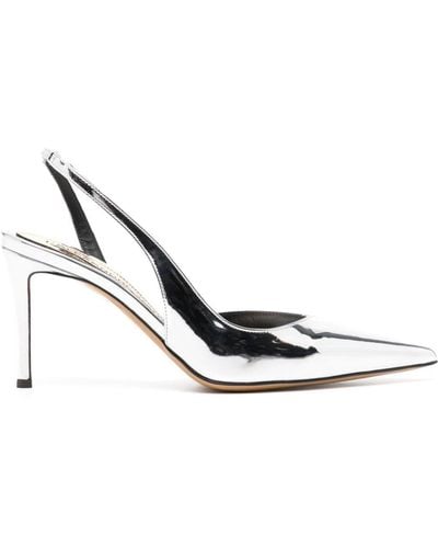 Alexandre Vauthier Metallic-effect 80mm Leather Court Shoes - White