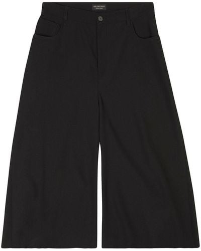 Balenciaga Wide-leg Shorts - Black