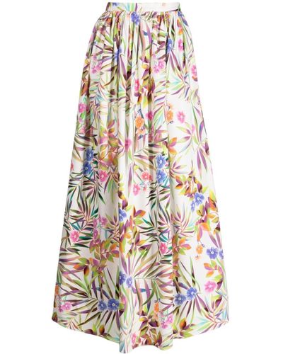 Bambah Falda midi Floral Sarah - Blanco