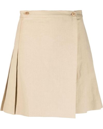 KENZO Box-pleated A-line Wrap Miniskirt - Natural