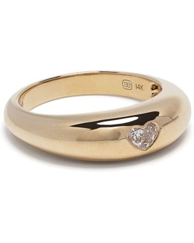 Sydney Evan 14kt Yellow Gold Puffy Band Diamond Signet Ring - Natural