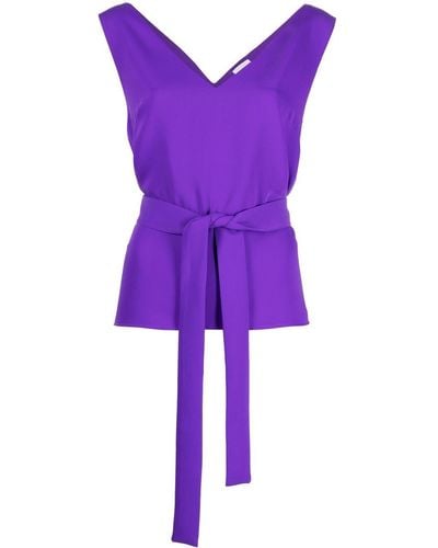 P.A.R.O.S.H. Tie-waist Sleeveless Blouse - Purple