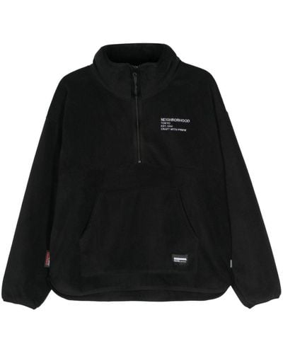 Neighborhood Logo-embroidered Fleece Sweatshirt - Black