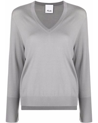 Allude Pullover mit V-Ausschnitt - Grau