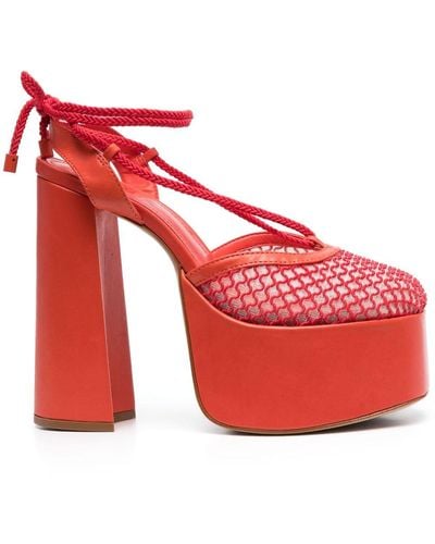 SCHUTZ SHOES Mesh 150mm leather sandals - Rosso