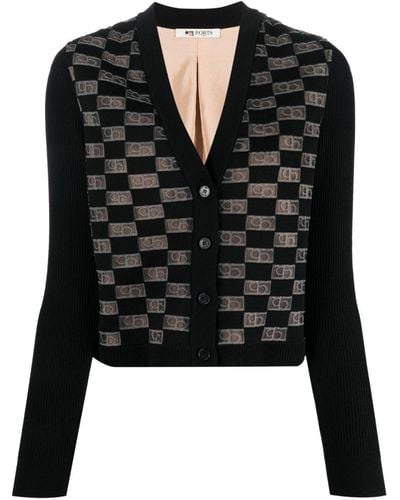 Ports 1961 Monogram-pattern V-neck Cardigan - Black