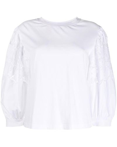 See By Chloé Haut en jersey à fleurs brodées - Blanc