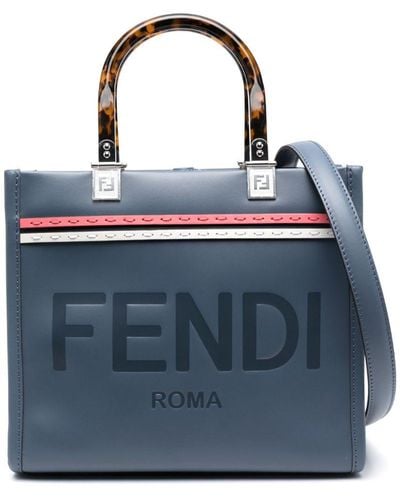 Fendi Shopper mit Logo-Prägung - Blau