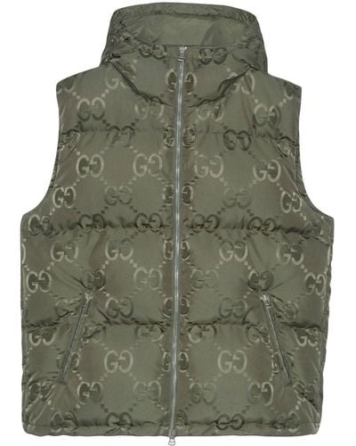 Gucci Chaleco acolchado con logo GG - Verde