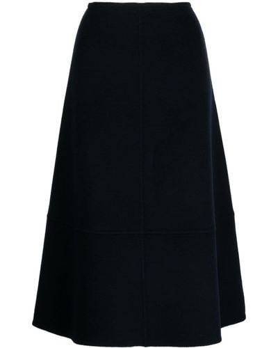 Yves Salomon Jupe mi-longue en maille à taille haute - Noir