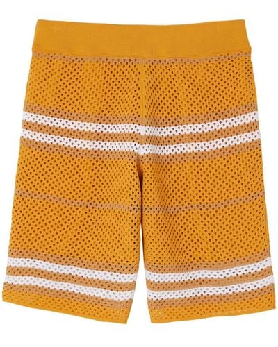 Burberry Icon-stripe Pointelle-knit Shorts - Orange