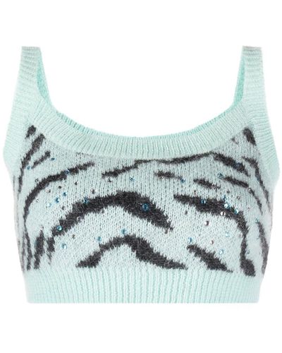 Alessandra Rich Cropped Top - Blauw