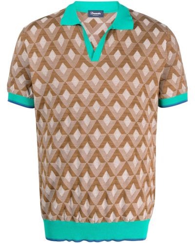 Drumohr Poloshirt Met Geometrisch Patroon - Bruin
