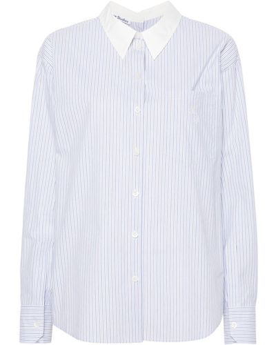 Acne Studios Logo-embroidered Striped Button-up Shirt - White