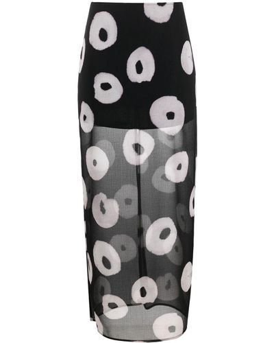 Nina Ricci Semi Sheer Printed Skirt - Black