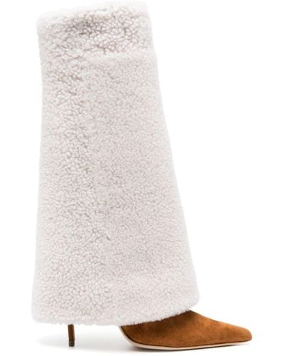 Magda Butrym 105mm Shearling Folded Boots - White