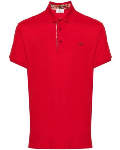 Etro Katoenen Poloshirt Met Borduurwerk - Rood