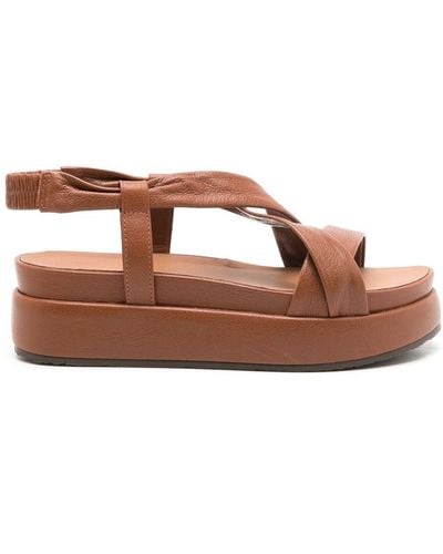 Sarah Chofakian Vionned Leather Platform Sandals - Brown