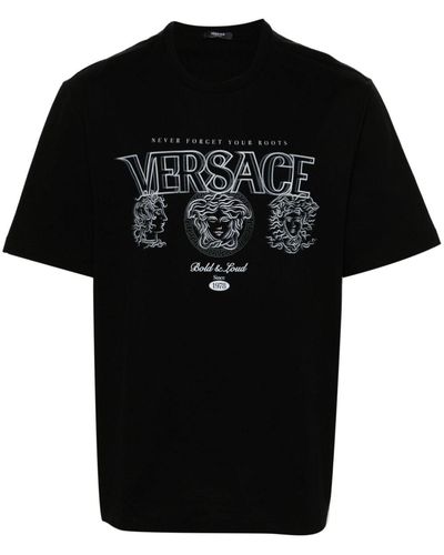 Versace Logo-print Cotton T-shirt - Black