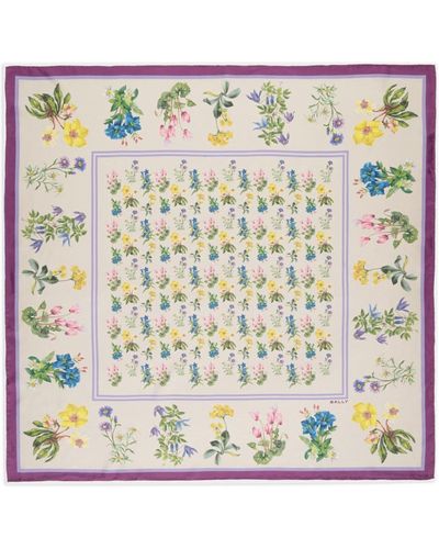 Bally Floral-print silk scarf - Mettallic